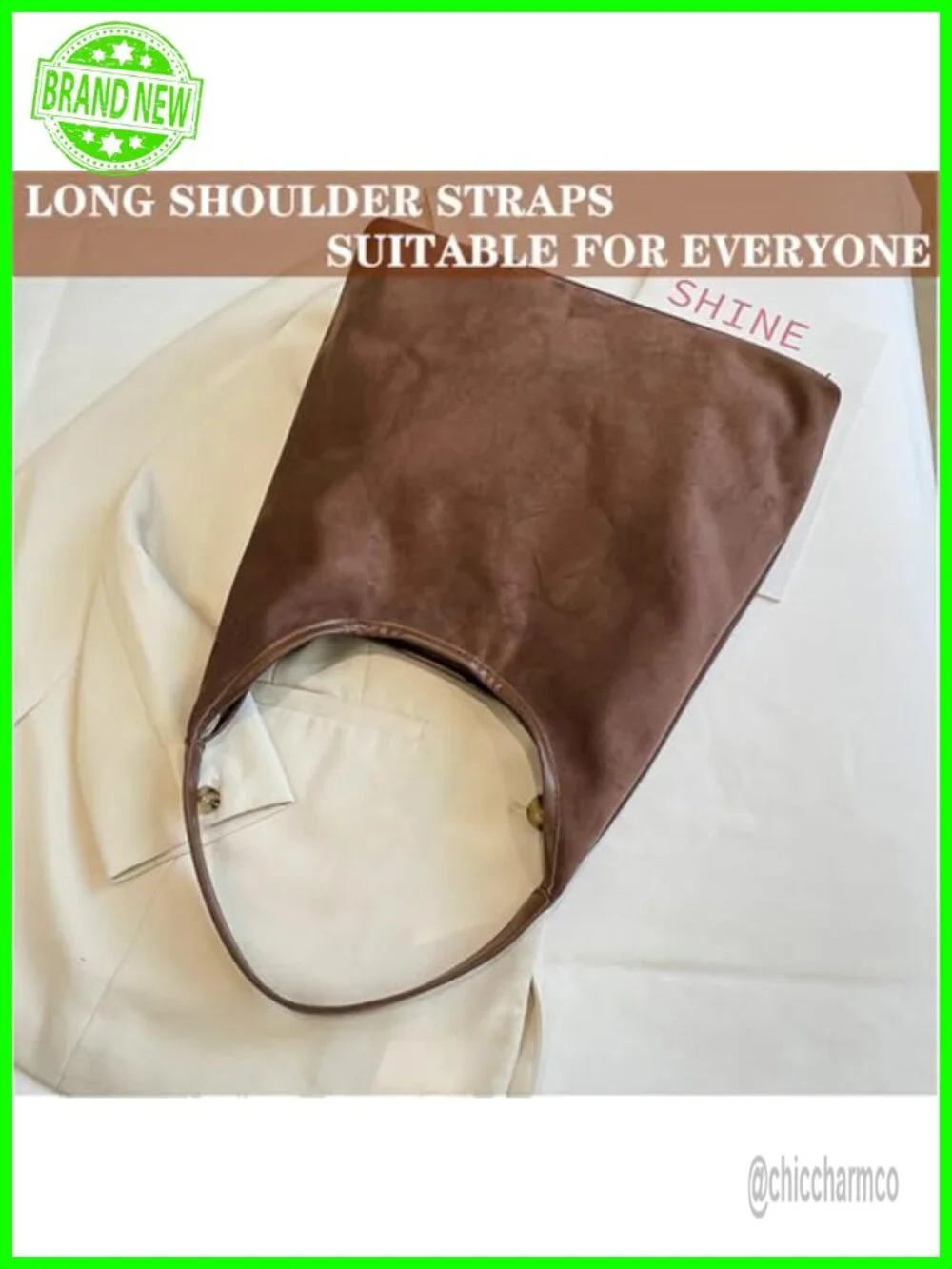 Faux Suede Hobo Shoulder Bag with Magnetic Closure, Tote